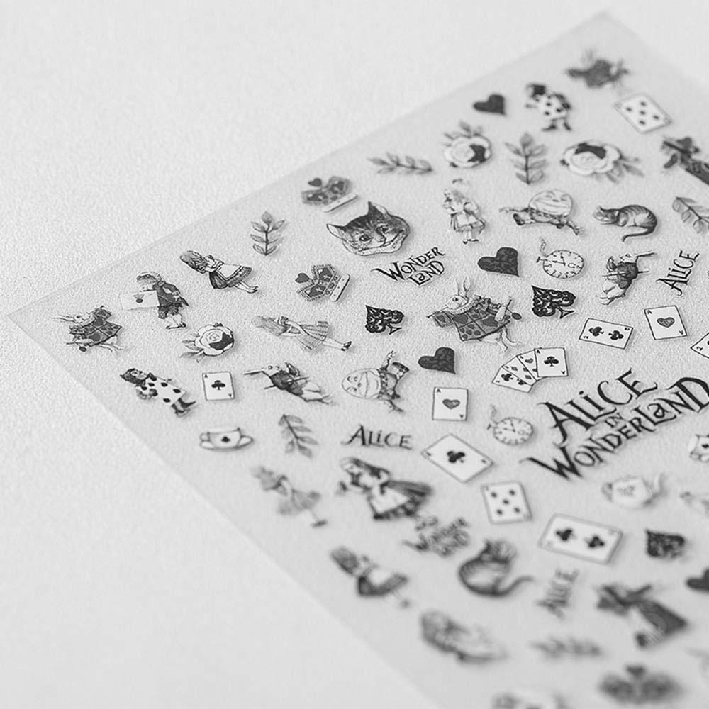 OCEANMAP Miếng Dán Trang Trí Móng Tay 5D Màu Trắng Đen Độc Đáo