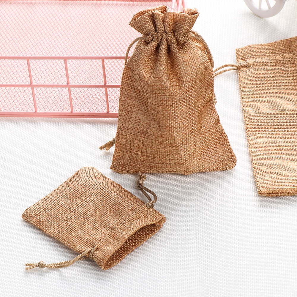 Bộ 5 Túi Đay Đựng Đồ Phối Vải Lanh Cotton Đa Năng Tiện Dụng