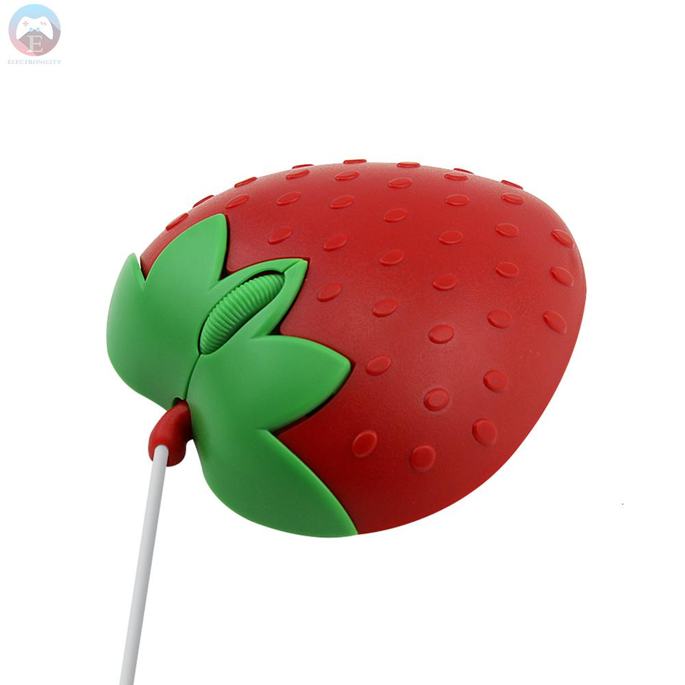 Ê Mini Strawberry Shape Wired Mouse Cute Laptop Mouse 800 DPI Optical Sensor/3 Buttons/Ergonomic Design/USB Powered Computer Mice for Windows PC Laptop Gamers Office/Home use