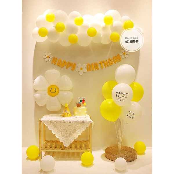 Dây Chữ Sinh Nhật Happy Birthday Hoa Cúc Vải Dạ Phong Cách Hàn Quốc