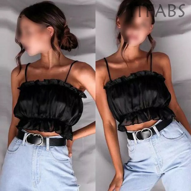 Áo croptop 2 dây phi lụa cao cấp Yura Store