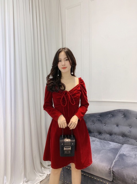 Váy nhung chun ngực