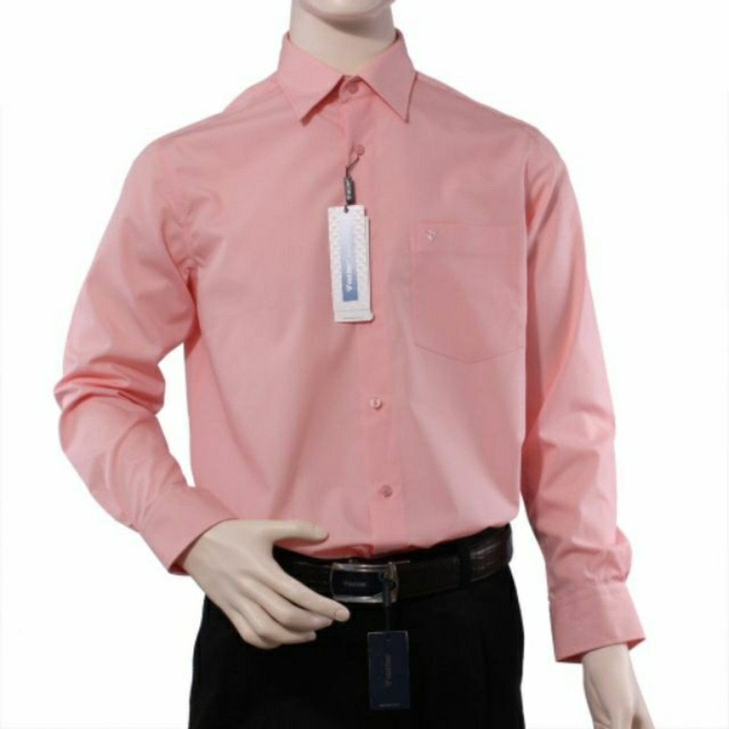 Aó sơ mi nam Việt Tiến dài tay màu Hồng dâu ,chính hãng , cao cấp  - form suông REGULAR - tà bầu