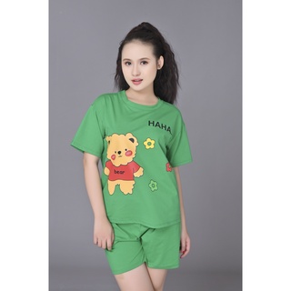 Đồ bộ thun coton nữ,sét bộ đùi in hình con gấu dể thương thời trang mới Bđ01