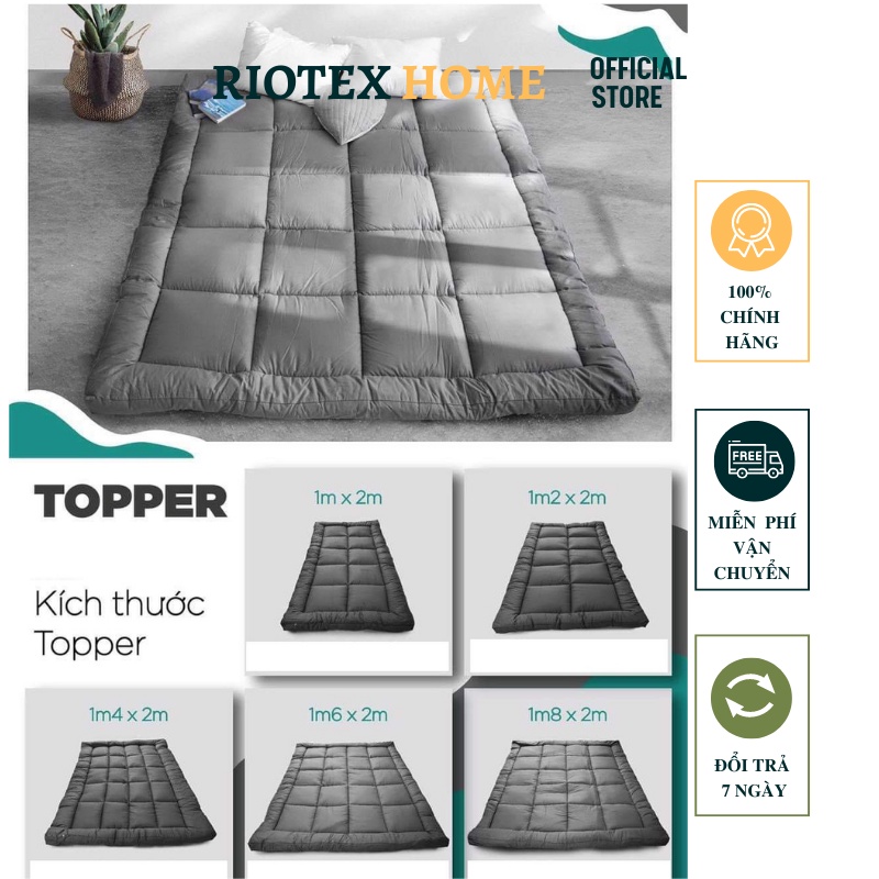 Nệm Trải Sàn, Đệm, TOPPER Hàng Xuất Nhật RIOTEX Gấp 3 Tiện Lợi Màu Xám - Xanh – Topper nệm 1m6/1m8x2mx7cm