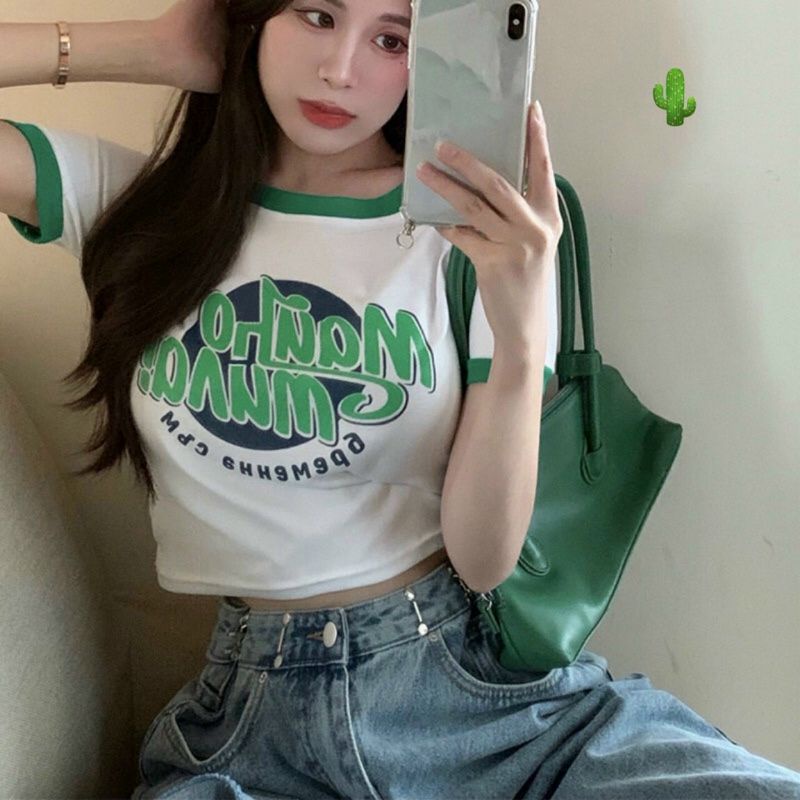 🎀 Áo croptop in hình siêu xinh chất thun borip dày dặn, size < 46kg