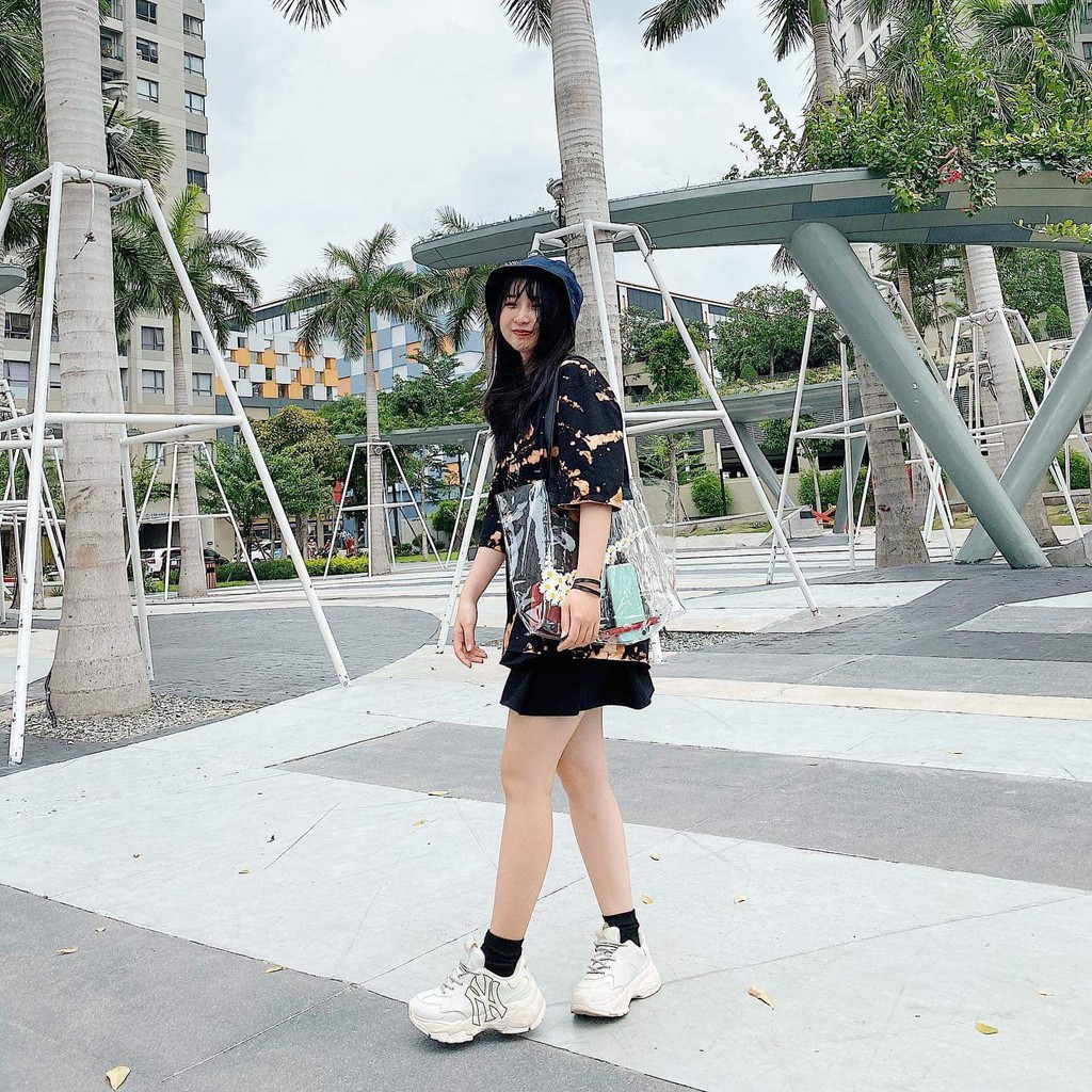 Áo Thun Tay Lỡ TIE DYE BLACK-GOLD In Loang Màu Unisex
