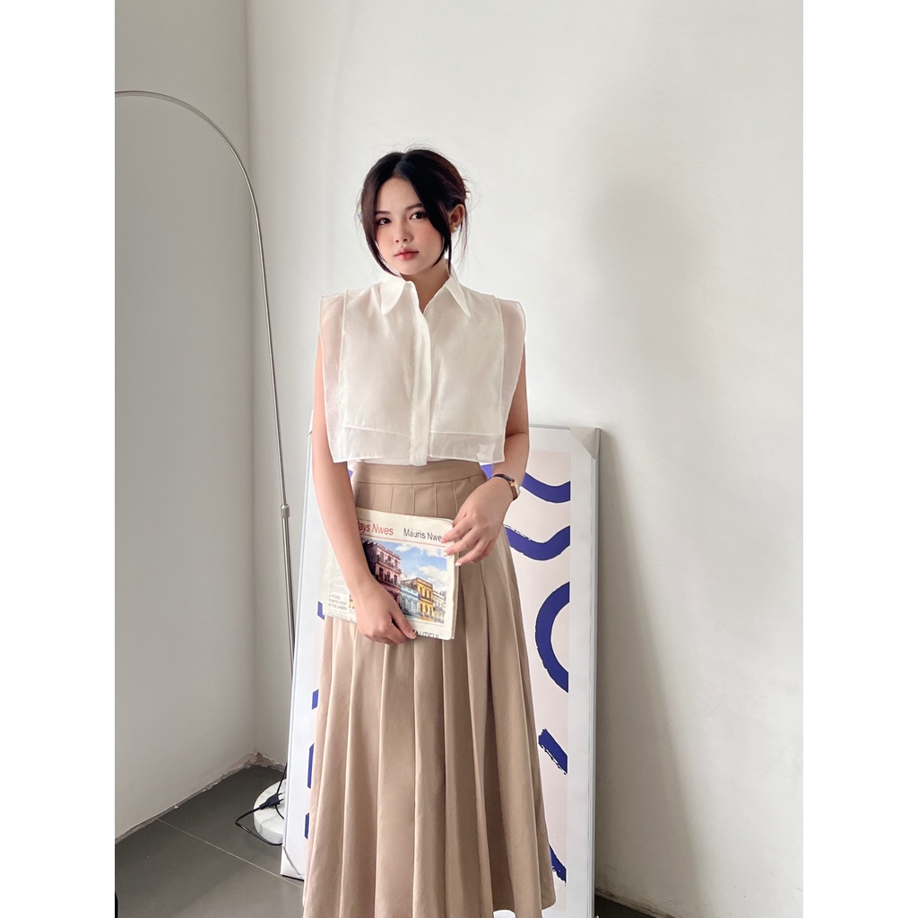 Chân váy công sở xếp ly thanh lịch màu nâu xám Cindy Skirt