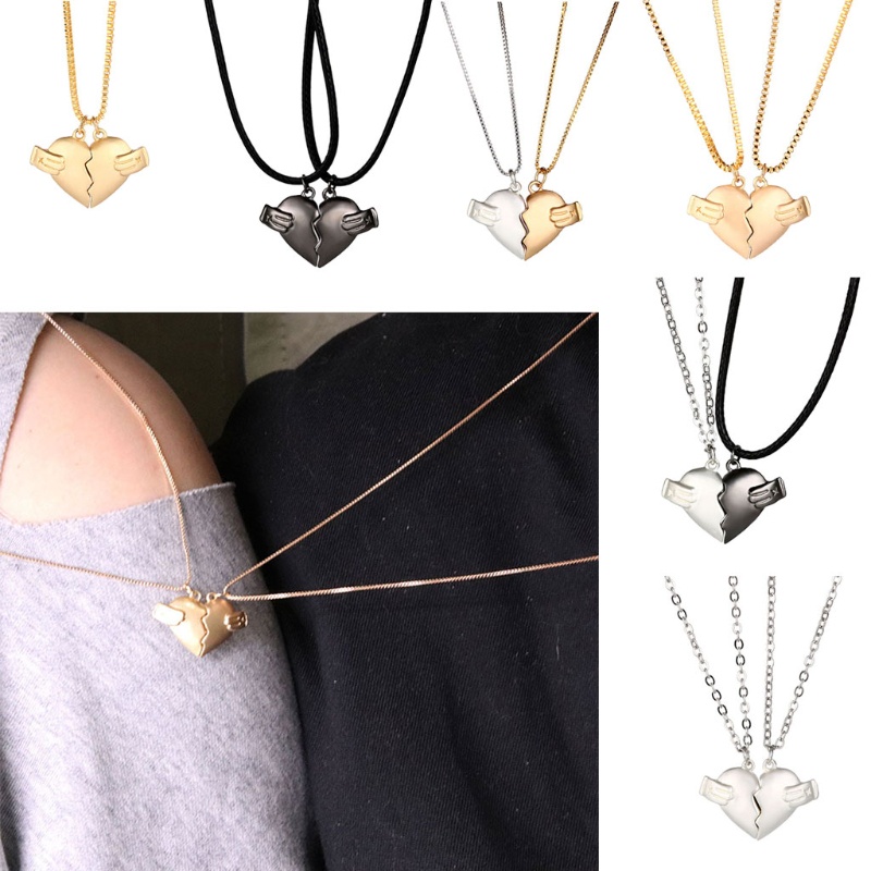 Flgo Two Souls Vòng cổ Mặt Đá Điều Ước Hình Trái Tim Từ Tính Sáng Tạo Cho Cặp Đôi