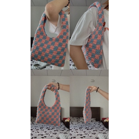 CHECKERED HANDBAG. TÚI LEN CARO SIZE S