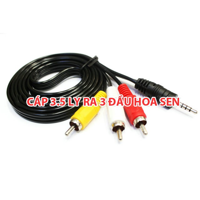 Cáp AV 1 ra 2, 1 ra 3, 3 ra 3 - Giắc audio video đầu 3.5 ly ra 2 đầu 3 đầu hoa sen 1.5m 10m (TVbox)