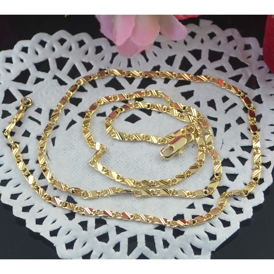 Dây chuyền hợp kim mạ vàng 18k sang trọng - vòng cổ dẹt hoa thị