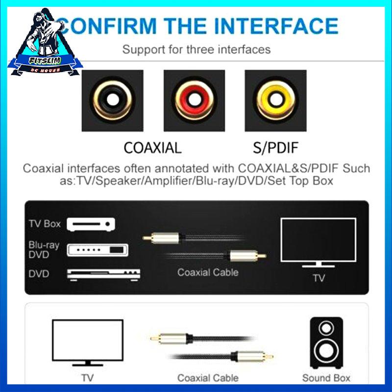 [Fitslim] Coaxial Coax Audio Cable Digital RCA To RCA Male TV Subwoofer Cord Gold Plated