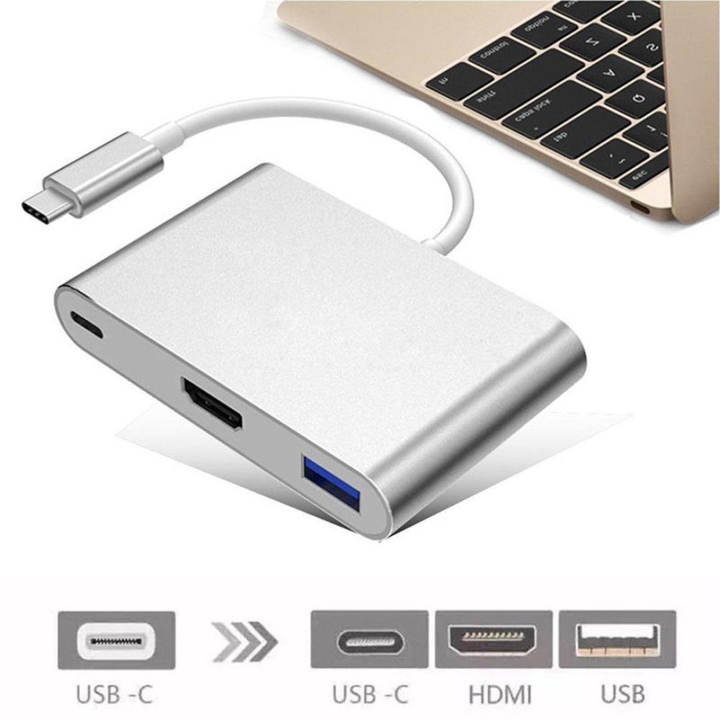 Bộ Chuyển Đổi SGALAS 3 Trong 1 từ USB Type C 3.1 Sang USB-C 4K HDMI USB 3.0 Cho Apple Macbook