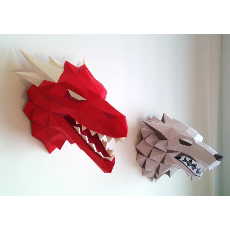 Mô hình giấy đầu rồng treo tường Targaryen Dragon