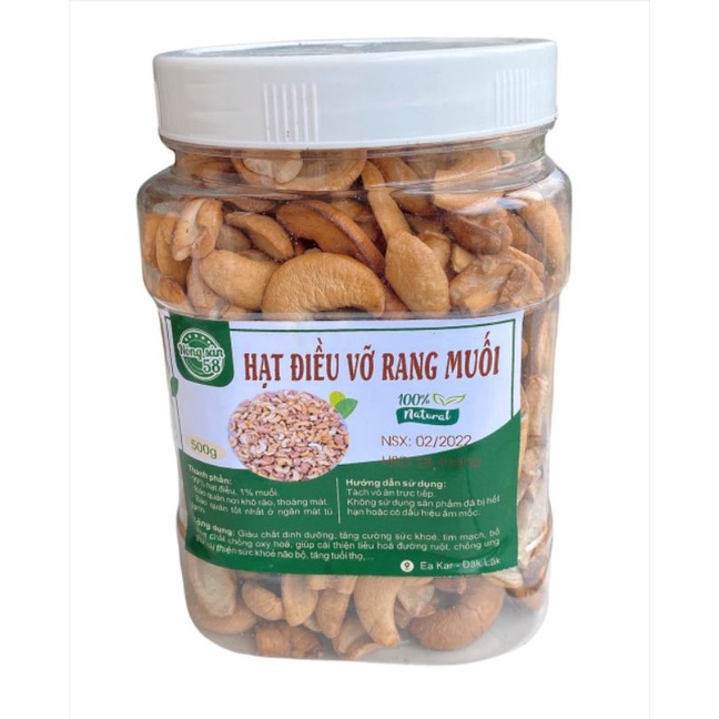 500g hạt điều rang muối sạch vỏ ăn vặt