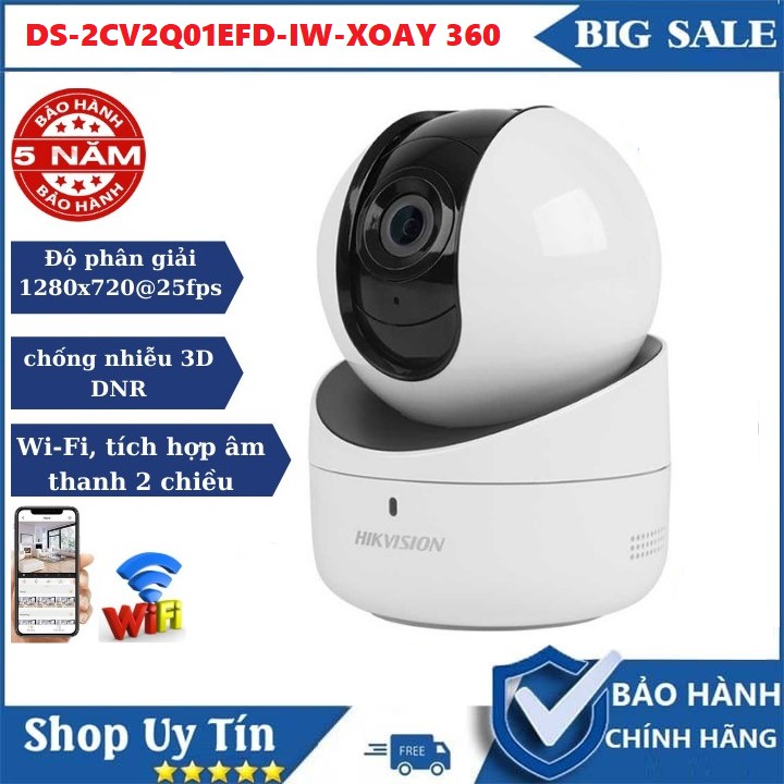 Camera Hikvision,Camera Wifi 360 độ  DS-2CV2Q01EFD-IW,Đàm Thoại Song Phương,Cảm Biến Chuyển Động