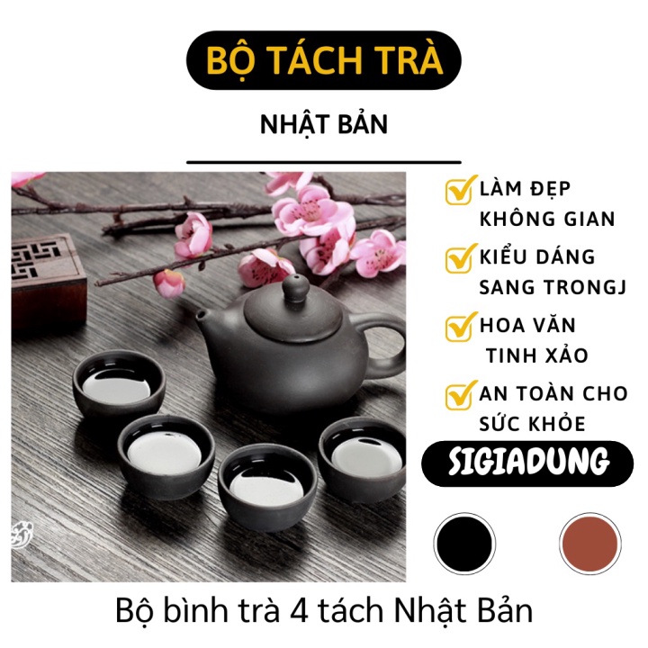 [SGD] Bộ Bình Trà - Bộ Ấm Trà 4 Tách Gốm Sứ Nhật Bản, Kiểu Dáng Cổ Điển, Độc Đáo 9482