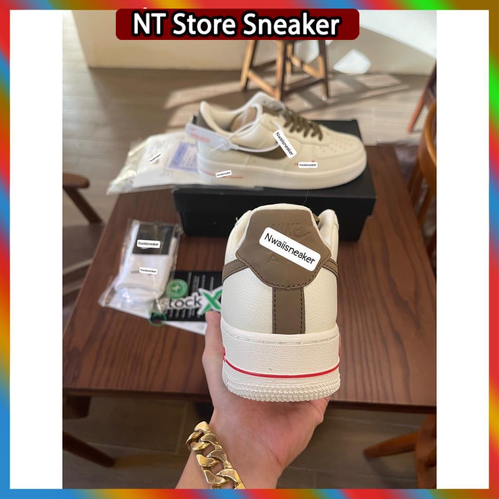 Giày Air Force 1 Low Premium White Brown - giày af1 vệt nâu trắng nam nữ hot trend 2022