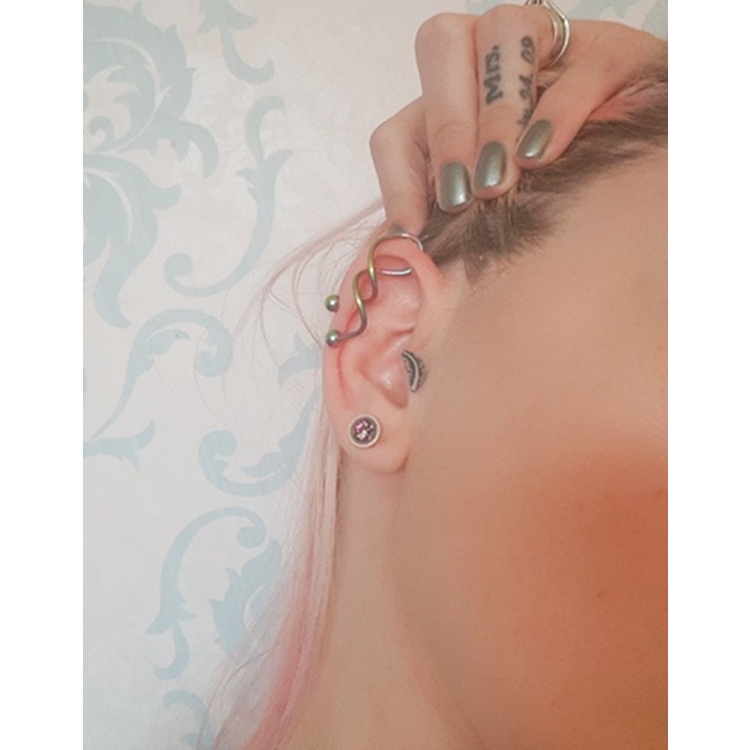 Bộ 4 Bông Tai Hình Trái Tim Bằng Thép Không Gỉ 14g