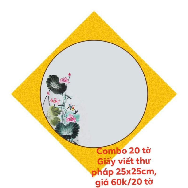 Combo 20 tờ giấy viết thư pháp kích thước 25x25cm giá bán là 20 tờ đủ mẫu
