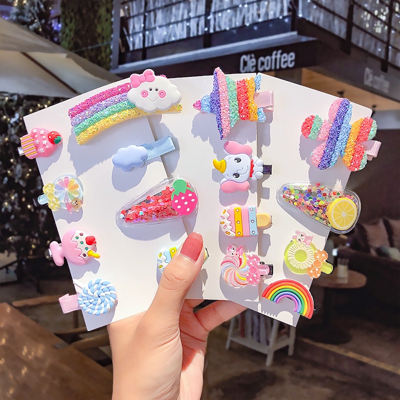 Bộ Kẹp Tóc Hình Hoạt Hình Không Làm Đau Dành Cho Bé Gái