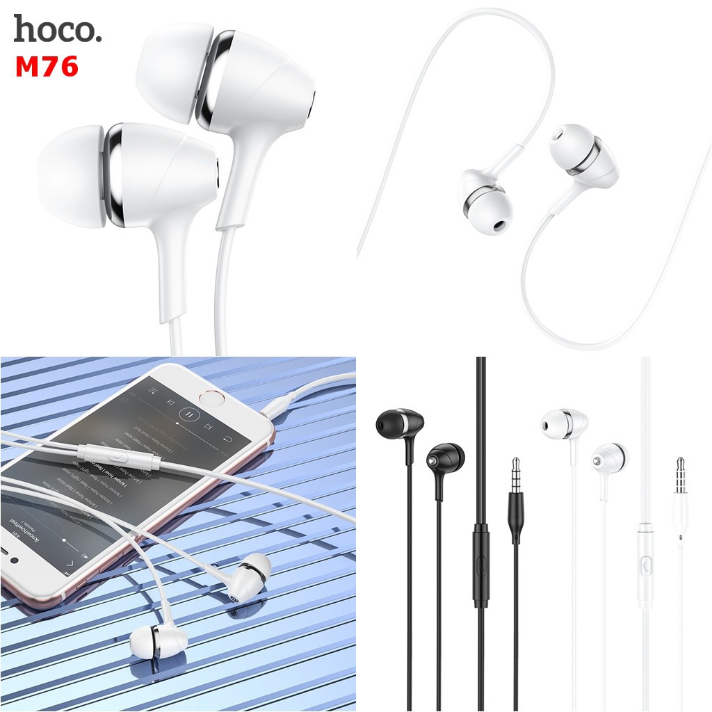 Tai nghe nhét tai In-Ear chính hãng HOCO âm thanh hay - Tai nghe giá rẻ có dây kèm MIC và nút điều khiển, jack 3.5 mm