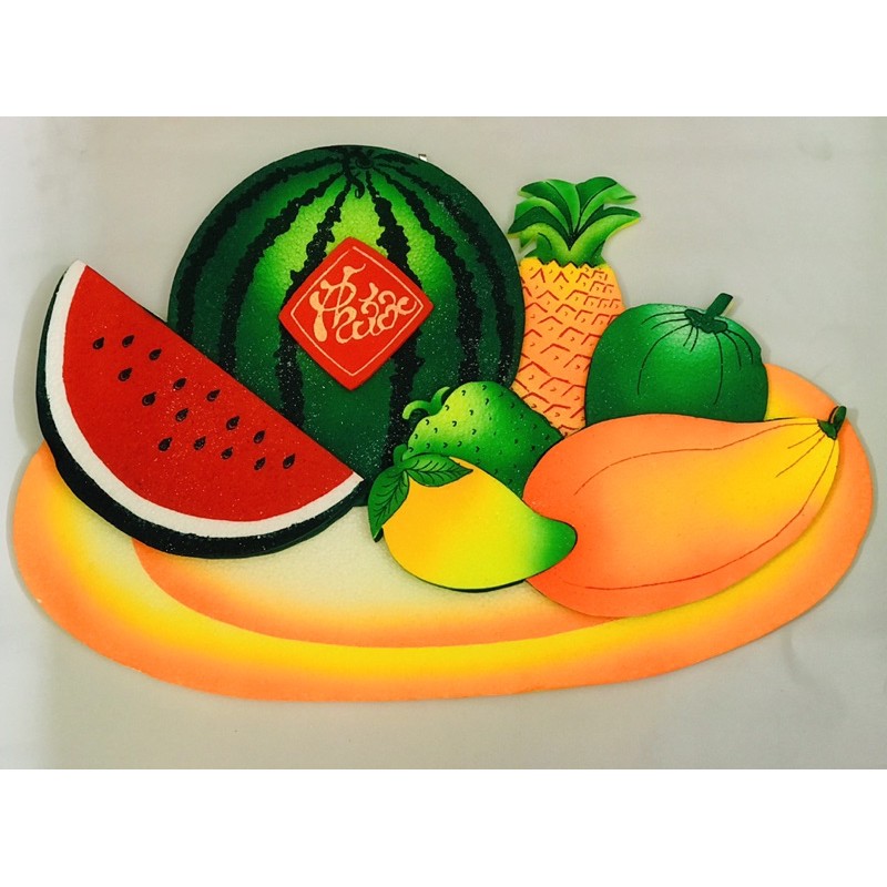 MÚT XỐP 3D HÌNH MÂM NGŨ QUẢ/ BÁNH TÉT, BÁNH CHƯNG, DƯA HẤU TRANG TRÍ TẾT