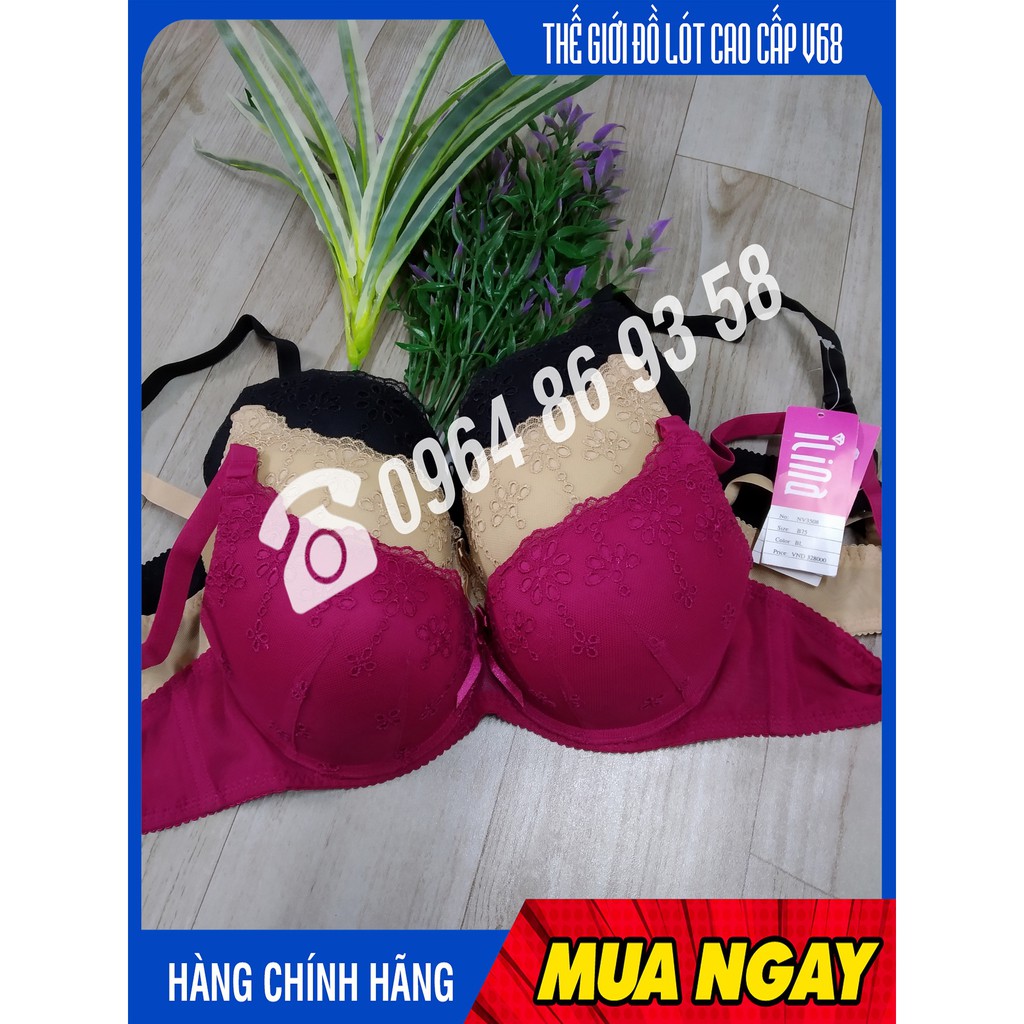 Áo lót nữ nâng ngực ILINA  BON BON 3508 mút dày phối ren