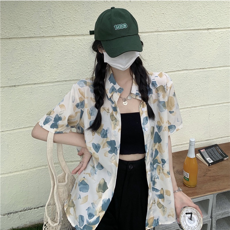 Áo Sơ Mi Chiffon Tay Ngắn Dáng Rộng In Họa Tiết Phong Cách Cổ Điển Thời Trang Mùa Hè Mới Cho