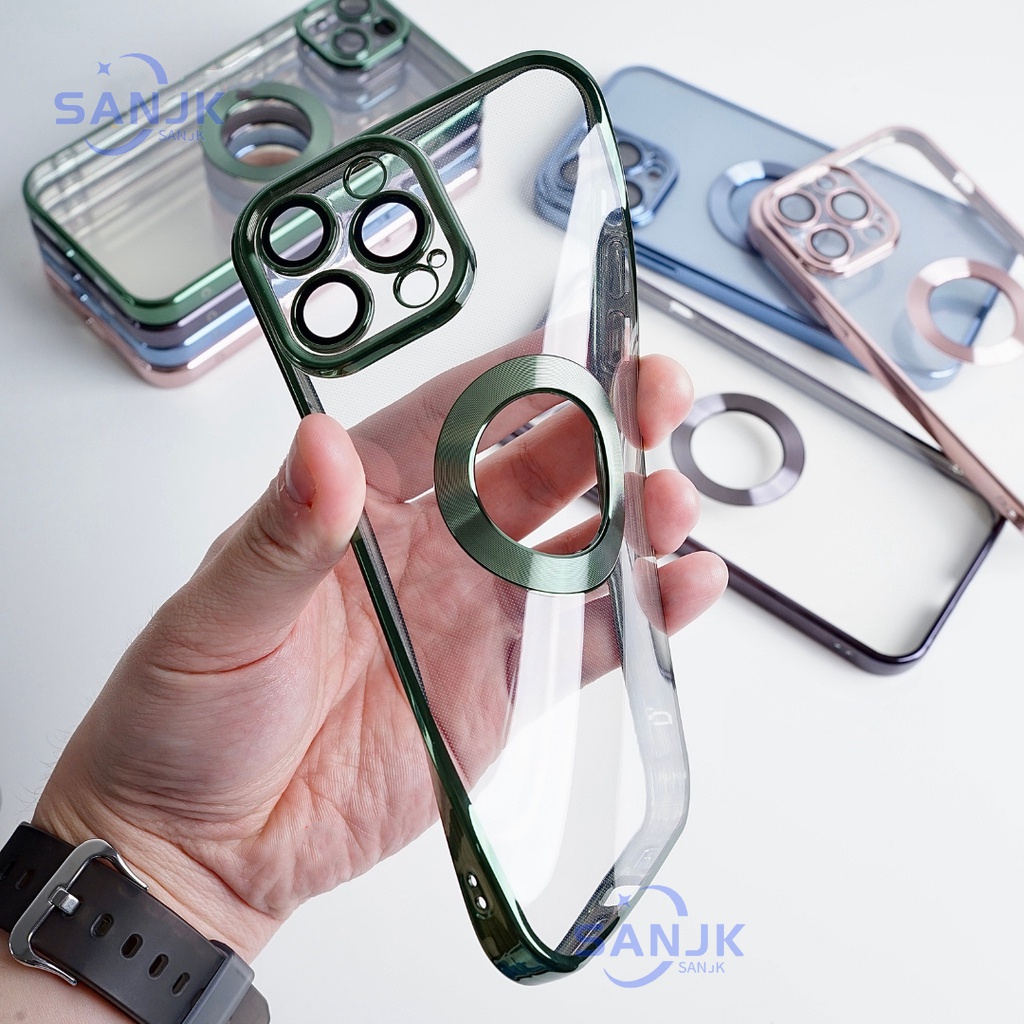 Ốp Điện Thoại Silicon Mềm Trong Suốt Có Vòng Kim Loại Sang Trọng Cho iphone 11 12 13 Pro MAX X XS MAX XR 11PROMAX 12PRO 13PRO