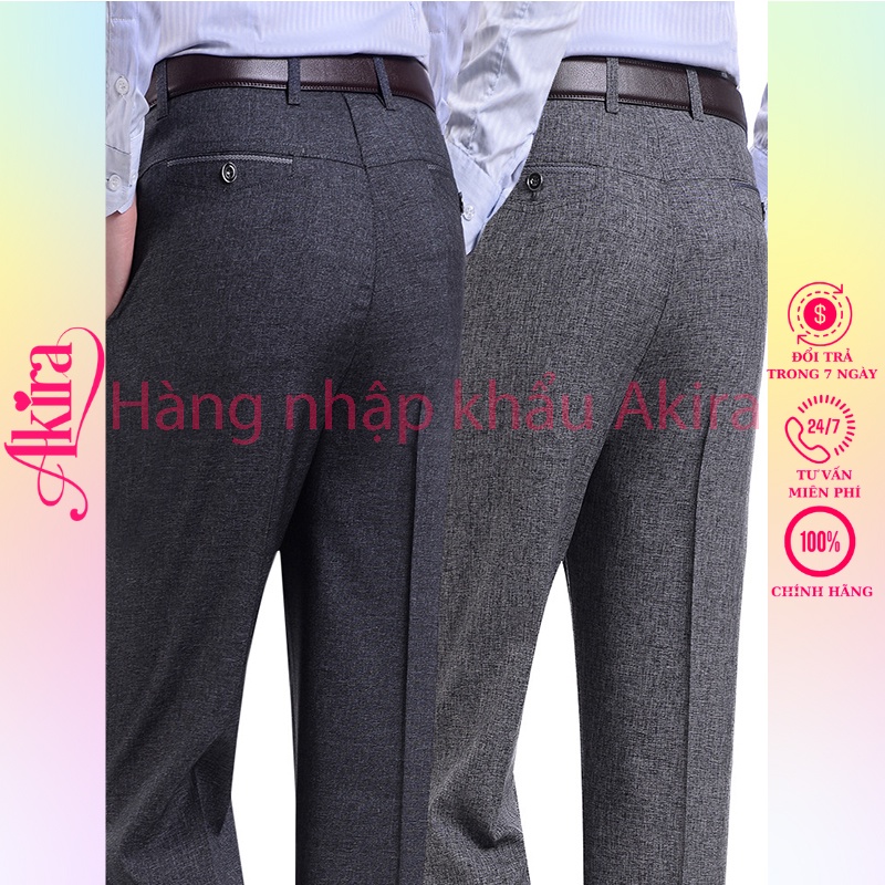 Quần tây nam công sở ống đứng trung niên vải không phai, quần tây nam xuất khẩu Akira có size cho người 90kg