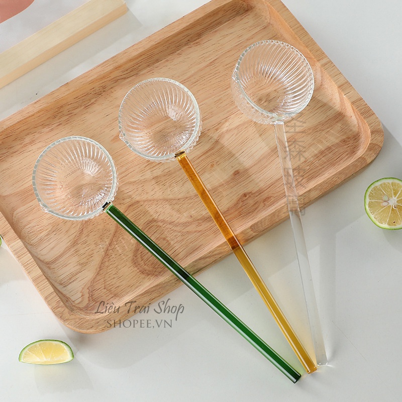 Bộ 2 muỗng thủy tinh size lớn muôi thủy tinh múc rượ.u chè
