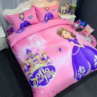 Bộ ga gối cotton công chúa cho bé yêu