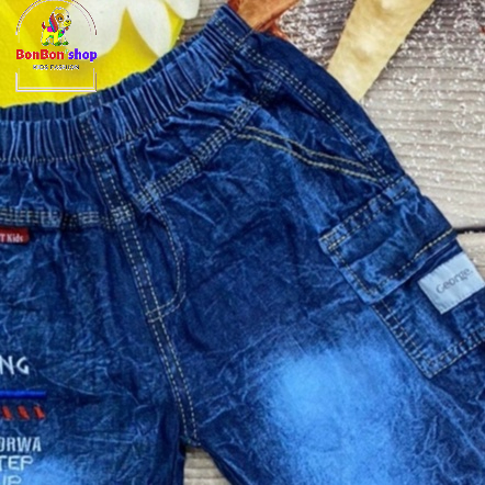 Quần short jean cho bé trai, quần bò đùi cho bé trai BONSHOP vải mềm không phai màu size 13kg đến 30kg