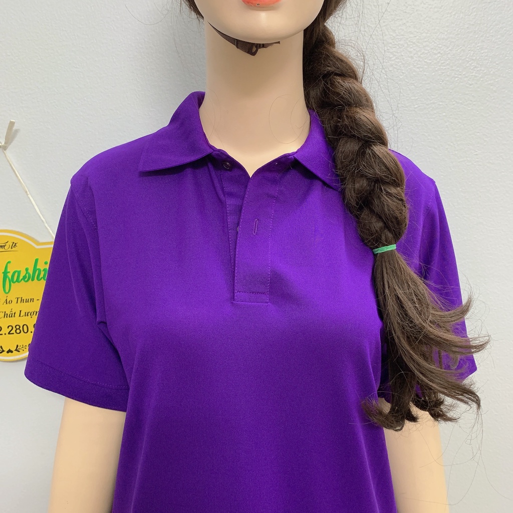 Áo polo màu tím vải poly Thái cao cấp cho nam nữ _ Hình chụp thật
