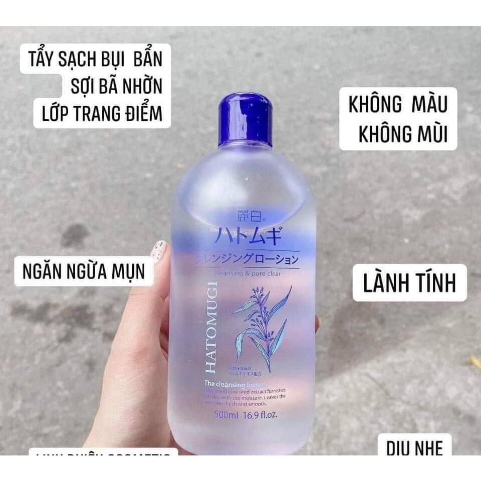 Nước Tẩy Trang Sạch Sâu và Dưỡng Ẩm cho da Hatomugi Cleansing &amp; Pore Clear 500ml - Hecca Cosmetics &amp; Beauty