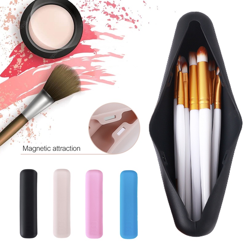 1 Hộp Đựng Cọ Trang Điểm Bằng Silicon Mềm Chống Nước Có Thể Gấp Gọn