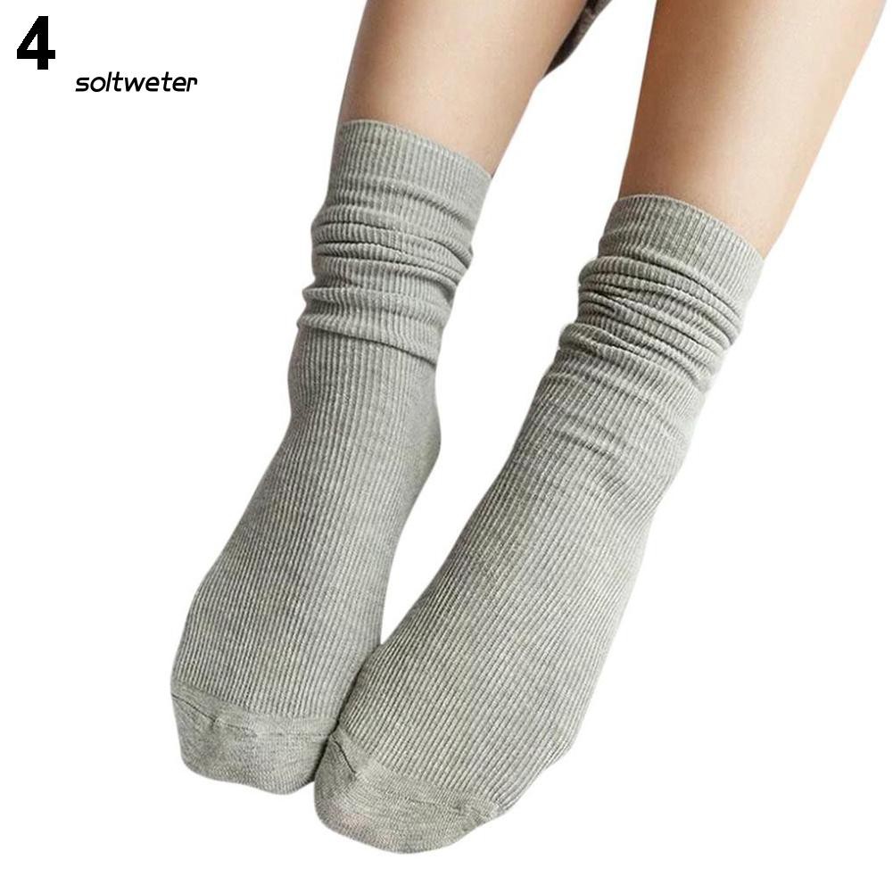 Vớ cotton cao cổ kiểu dáng đơn giản tiện lợi dành cho nữ