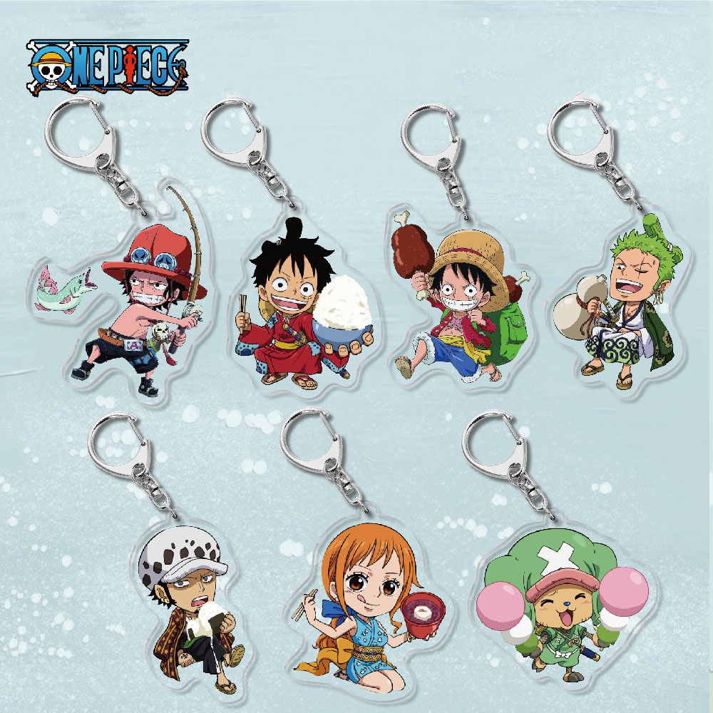 Móc khóa nhựa acrylic hai mặt hình nhân vật Luffy Zoro One Piece
