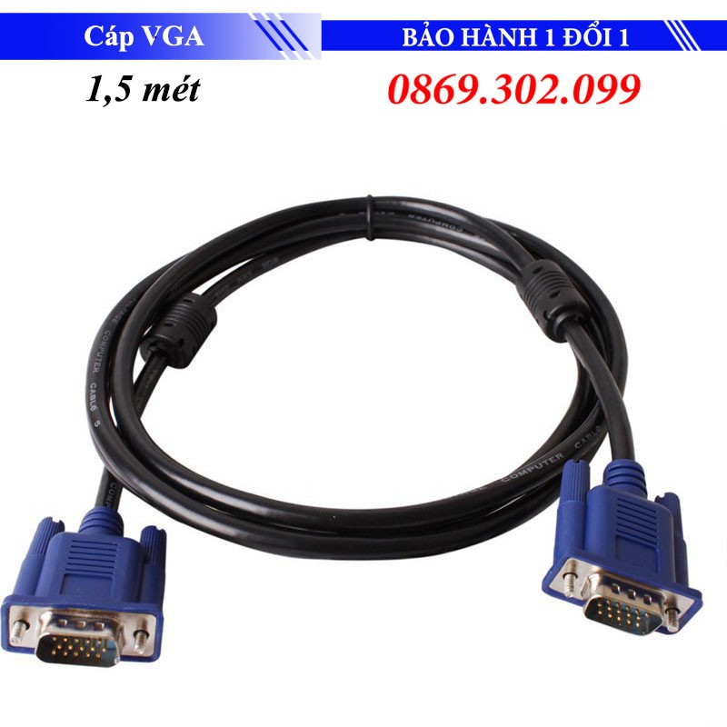 Dây cáp màn hình máy tính VGA đen chống nhiễu 1,5m