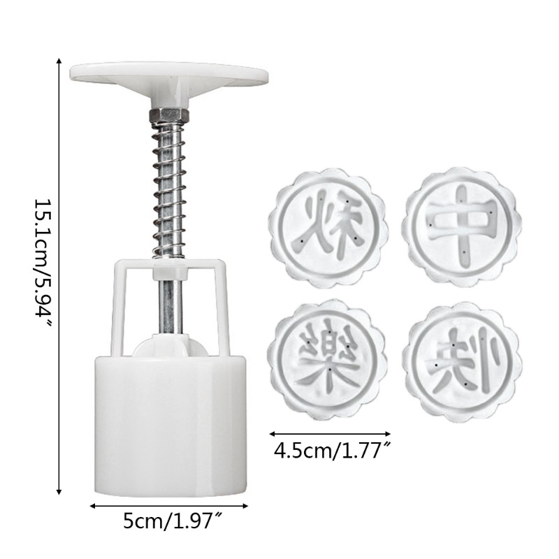 TAK Bộ Dụng Cụ Nhấn Và 1/4 Đầu Con Dấu Dập Nổi Họa Tiết Trang Trí Bánh Trung Thu 50g