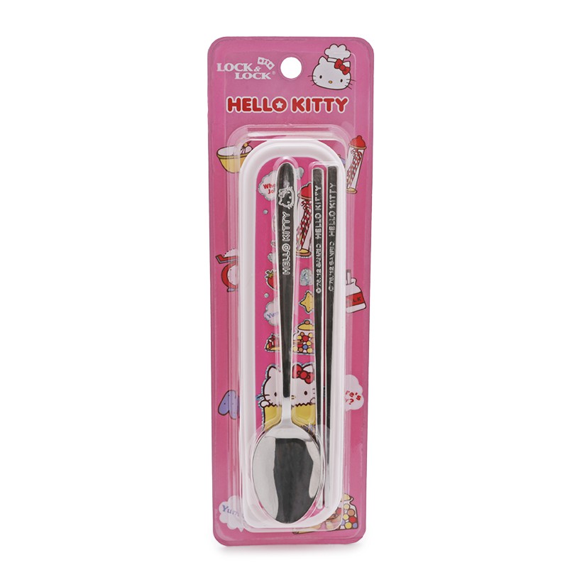 Bộ Muỗng Và Đũa Bằng Thép Không Gỉ Hello Kitty Lock&Lock LKT003