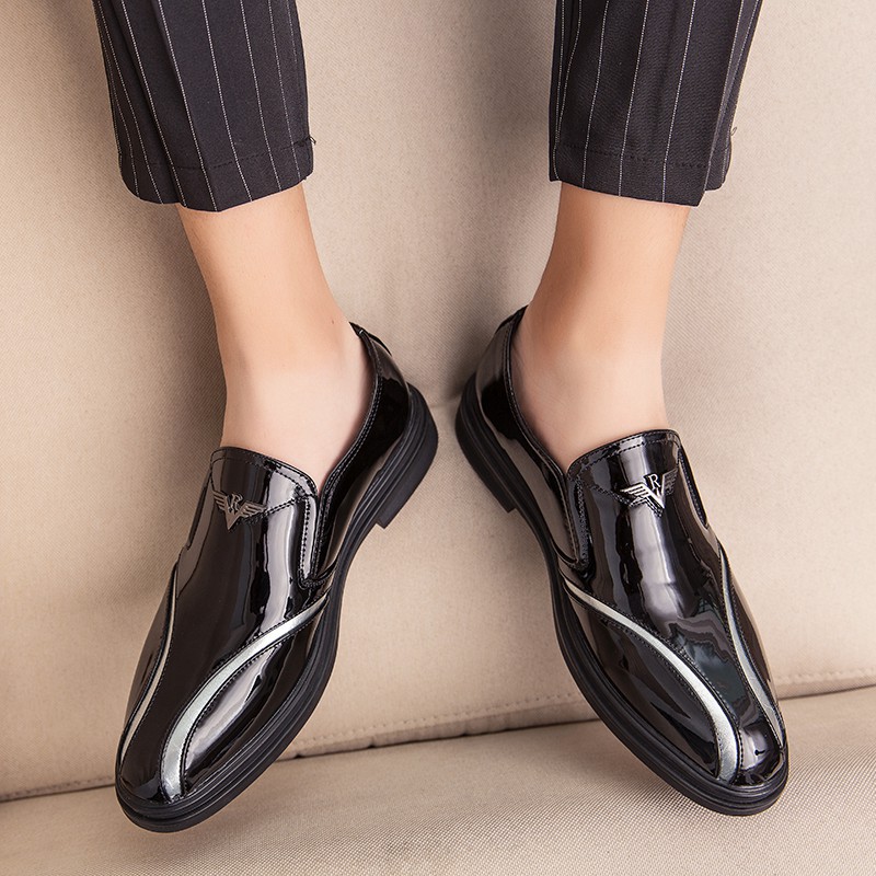 Luxury men's leather toe shoes
