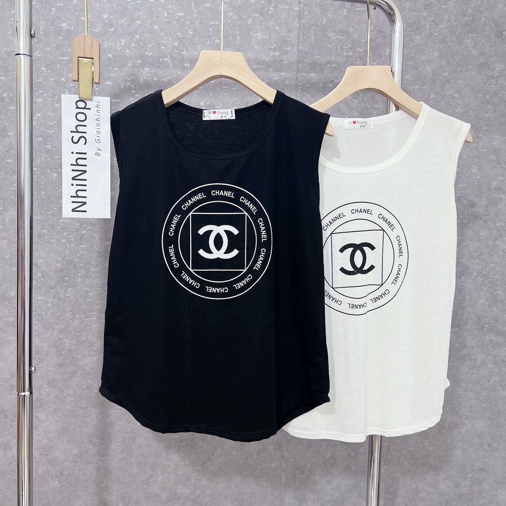 Áo thun giấy sát nách dáng vừa mặc mát, Áo kiểu thun mỏng in chữ AT043 - NhiNhi Shop