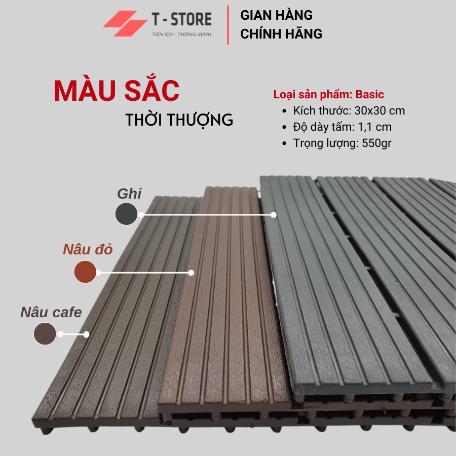 Vỉ nhựa lót sàn ban công SIENNA-Basic  loại mới siêu bền chuyên dụng cho sân vườn, bể bơi, nhà tắm