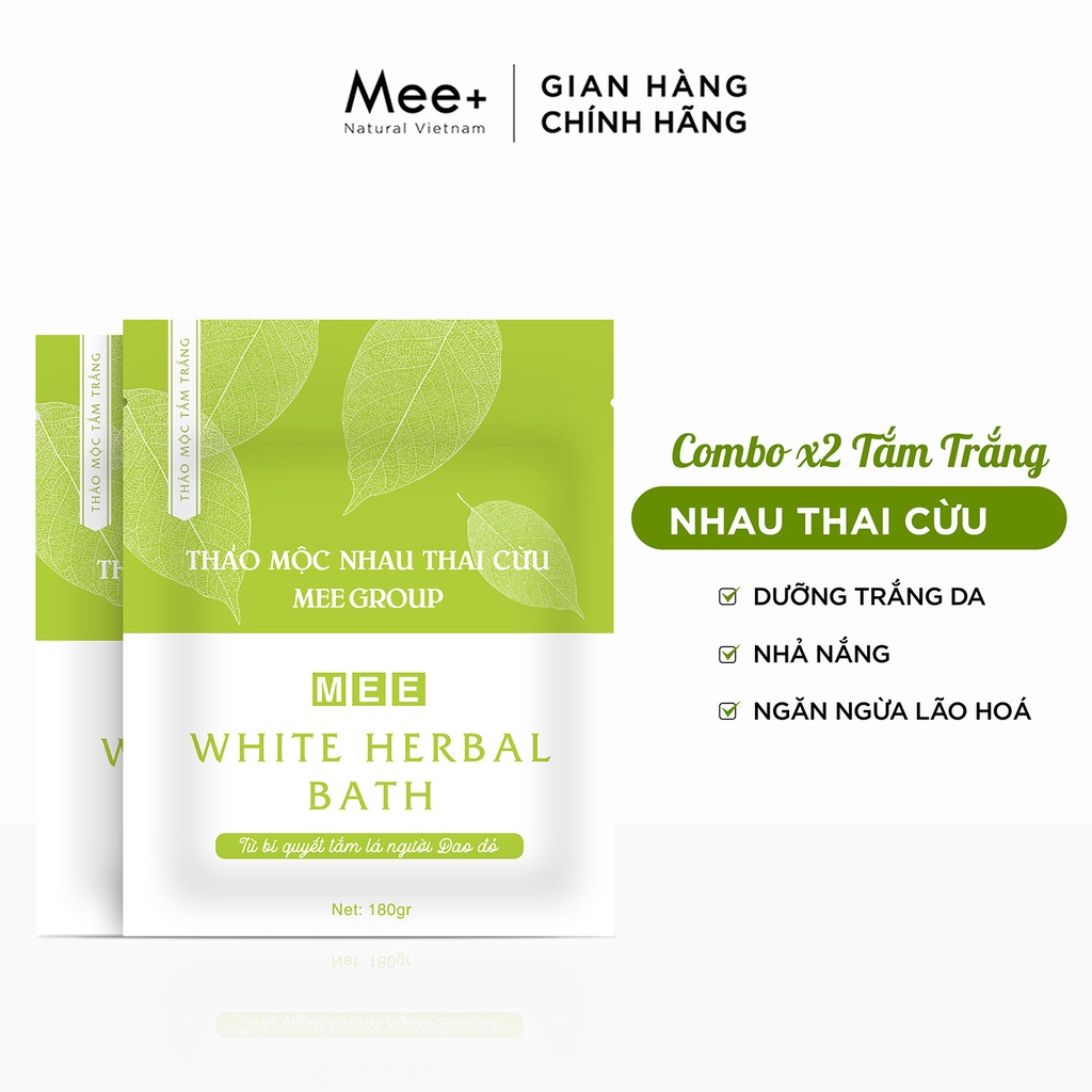 Combo 2 gói tắm trắng thảo mộc nhau thai cừu MEE NATURAL giúp trắng da, nhả nắng (2 gói x 180g)