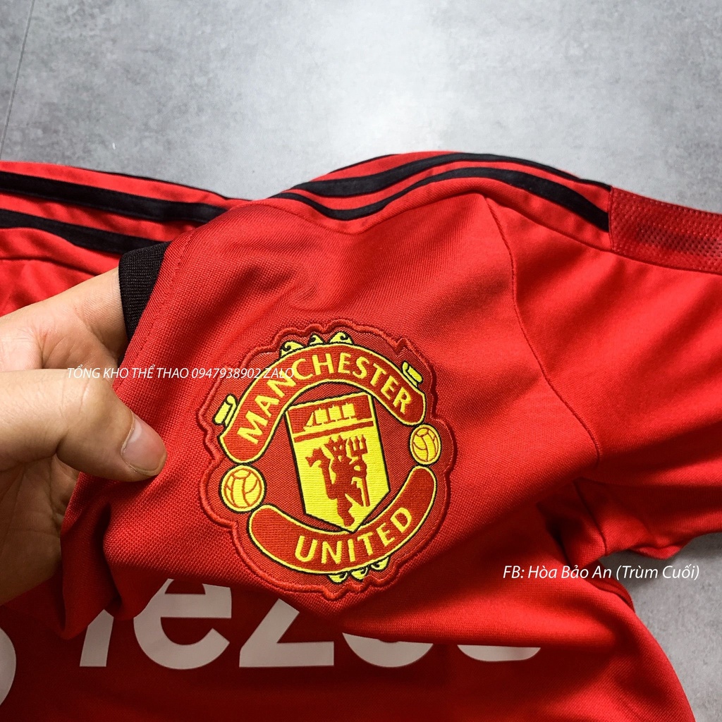 Bộ Quần Áo Thể Thao CLB Manchester Training 2022 - Bộ Quần Áo Đá Banh MU Tezos Màu Đỏ Vải Thái Chuẩn Áo Thi Đấu