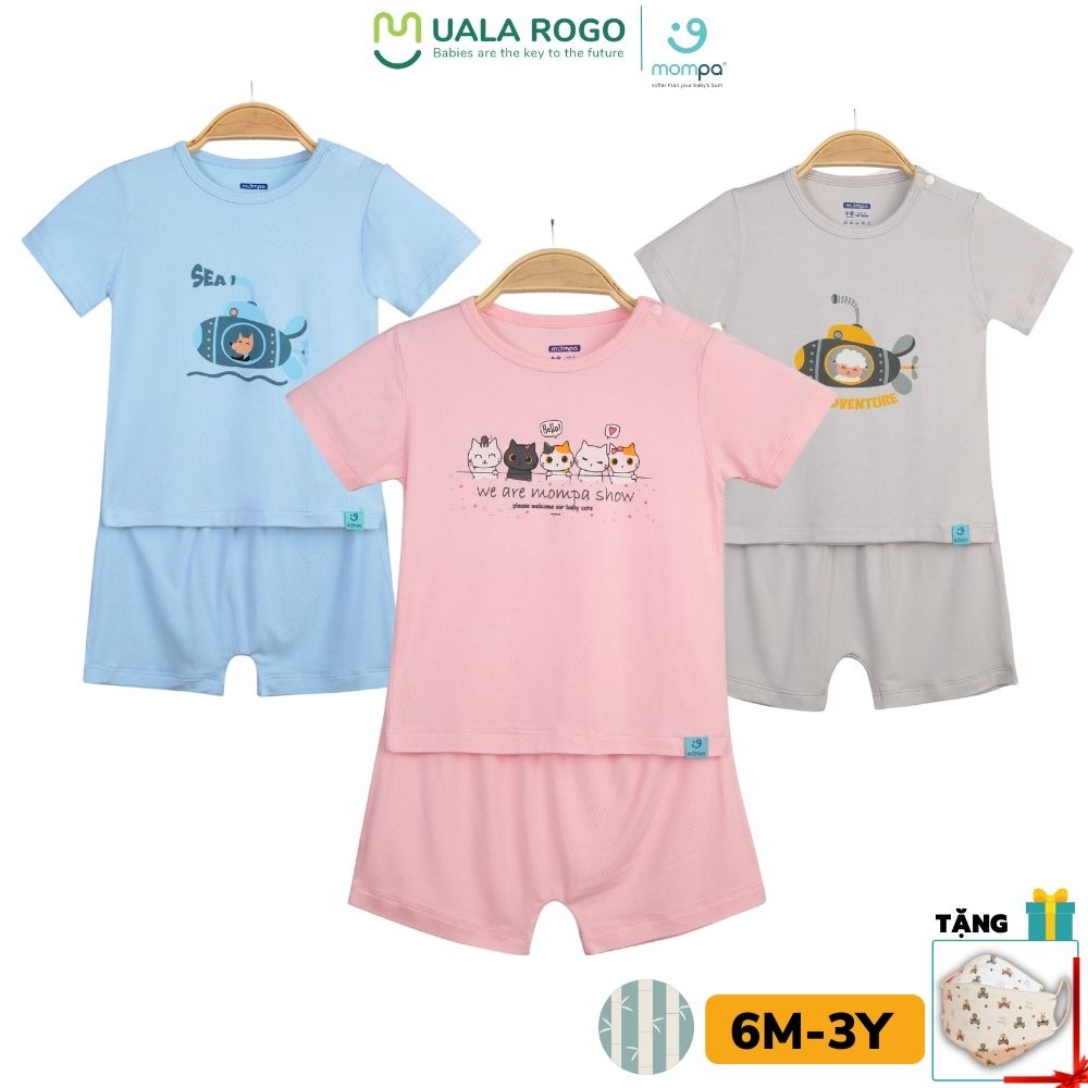 Quần áo bé trai Ualarogo Mompa 6 tháng - 3 tuổi vải sợi tre bamboo co giãn thoáng mát 201