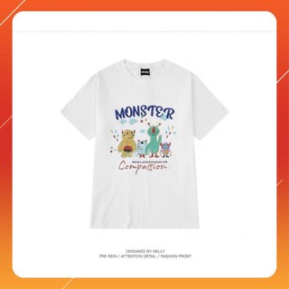 Áo thun tay lỡ form rộng nữ dưới 55kg monster unisex